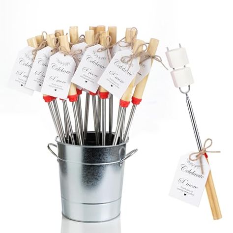 Yoande 24 Sets S'mores Party Favor Includes Smores Sticks for Fire Pit Celebrate Smore Birthday Party Favors Tags with String Extendable Marshmellow Sticks Smores Skewers for Wedding Camping Smore Birthday Party, Smores Skewers, Smores Sticks, Wedding Camping, Smores Party, Western Parties, Party Favor Tags, S Mores, Birthday Party Favors