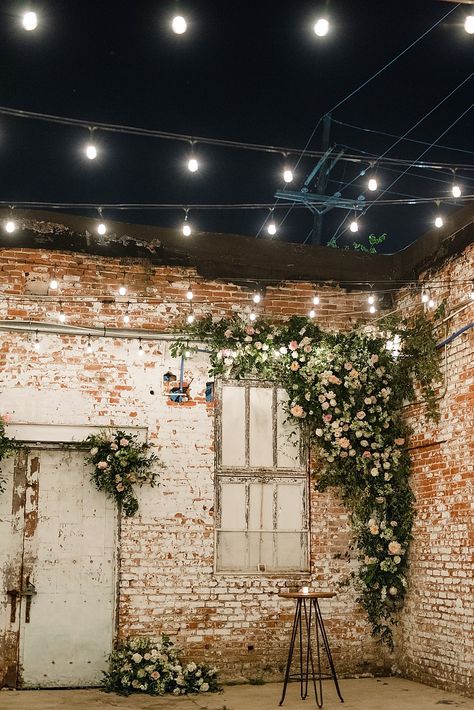 Loft Wedding Reception, Dark Wedding Theme, Courtyard Wedding, Nola Wedding, Loft Wedding, Warehouse Wedding, Historic Wedding, Dark Wedding, New Orleans Wedding