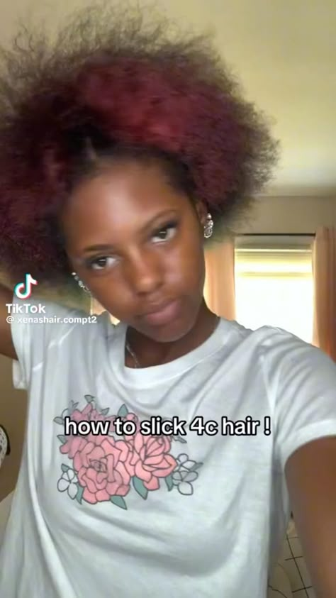 4c Slick Back, Baddie Hairstyles Natural, Quick Natural Hair Styles 4c, Style 4c Hair, Red Hair On Dark Skin, Natural Hairstyles For School, Back To School Natural Hairstyles, School Natural Hairstyles, Natural Hair Styles 4c