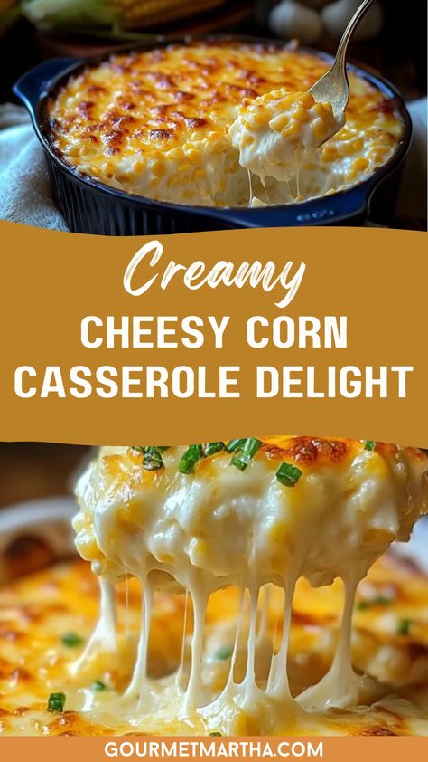 Loaded with sweet corn, rich cheese, and a velvety texture, this dish is a crowd-pleaser that's as easy to make as it is to enjoy.  Try this delicious recipe, perfect for any occasion.  #corncasserole #cheesyrecipes #comfortfood #easyrecipes #dinnerideas #holidayrecipes #familyfavorites #bakingrecipes #easycooking #deliciousdinners Crockpot Corn Souffle, Corn Bake Recipe, Corn Side Dish Recipes Thanksgiving, Cheesey Corn Casserole, Crockpot Corn Pudding, Corn Pudding Recipe Jiffy, Cream Corn Pudding, Christmas Sides Dishes, Creamy Cheesy Corn