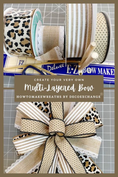 Wreath Bow Tutorial, Diy Wreath Bow Tutorial, Burlap Bow Tutorial, Making Bows For Wreaths, Bow Making Tutorials, Diy Wreath Bow, Bow For Wreath, Mesh Ribbon Wreaths, Christmas Bows Diy