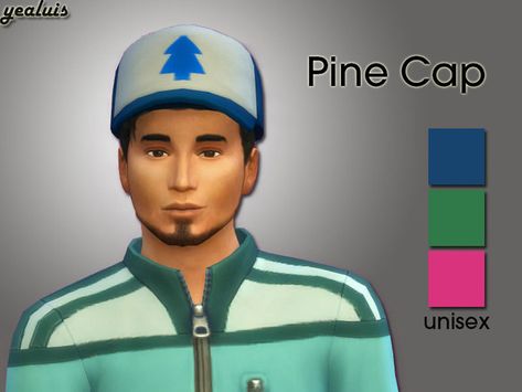 Yealuis Pine Cap Sims 4 Gravity Falls, Dipper Pines Hat, Gravity Falls Dipper, Cc Mods, Sims 4 Mm Cc, Tumblr Sims 4, Cool Piercings, Dipper Pines, Sims 4 Mm