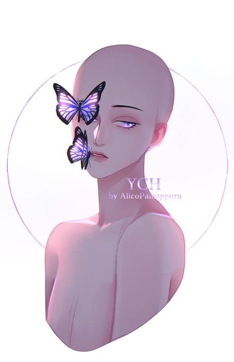 Bust Up Anime Poses, Pose With Butterfly, Idol Pose Reference Drawing, Base Anime, Drawings For Boyfriend, Body Base Drawing, Creative Drawing Prompts, Digital Art Beginner, Art Tools Drawing