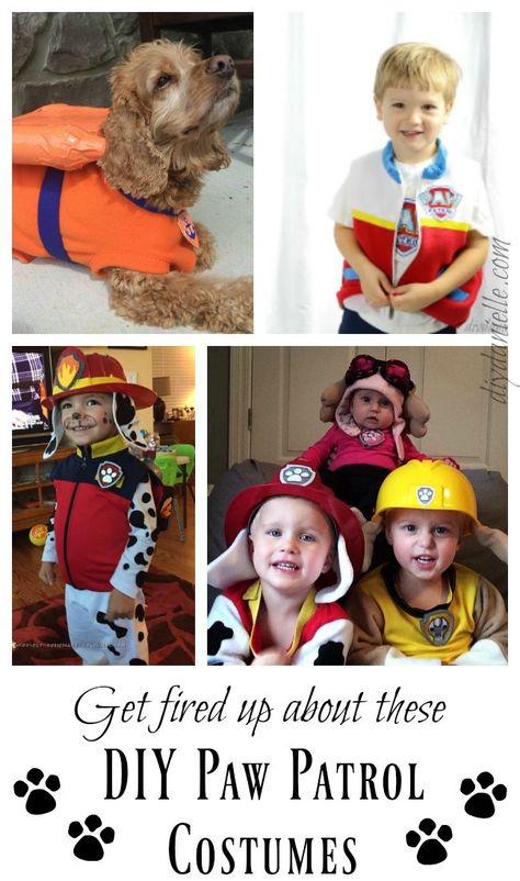 DIY Paw Patrol Halloween Costumes  #halloween2017  #halloweencostumes #costume #sewing #pawpatrol Paw Patrol Costumes Diy, Diy Chase Paw Patrol Costume, Paw Patrol Family Halloween Costumes, Diy Paw Patrol Costume, Paw Patrol Family Costume, Zuma Paw Patrol Costume, Paw Patrol Dress Up, Marshall Paw Patrol Costume, Chase Paw Patrol Costume