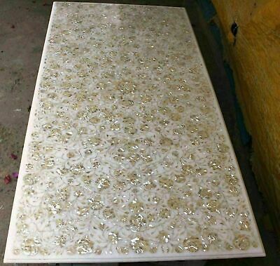 (eBay) 6'X3' Marble Table Top Dining Semi Precious Inlay mother of pearl pietra dura w1 White Marble Table Top, White Marble Table, Marble Table Top, Mosaic Decor, Marble Inlay, Coffee Crafts, Contemporary Table, Pearl Decor, Marble Dining