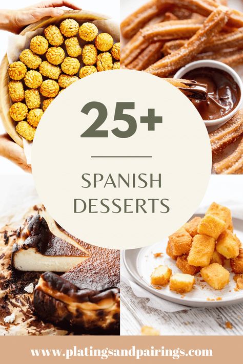 You won’t want to miss these Spanish desserts. From flan to churros & more. Here's 25+ traditional Spanish dessert recipes to try at home! Easy Spanish Desserts, Desserts From Spain, Spanish Cookies, Spanish Snacks, Hispanic Desserts, Spanish Dessert Recipes, Authentic Spanish Recipes, Easy Spanish Recipes, Traditional Spanish Recipes