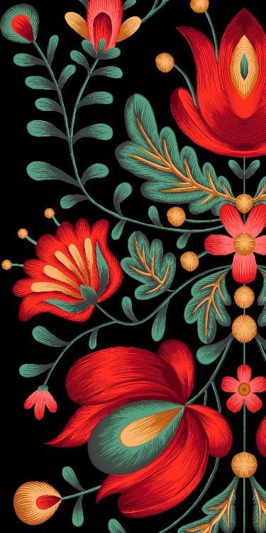 Mexican Flowers Wallpaper, Folk Flower Art, Mexican Art Wallpaper, Mexican Design Pattern, Mexican Flowers Art, Mexican Folk Art Flowers, Vintage Mexican Art, Mexican Patterns, Spanish Flowers