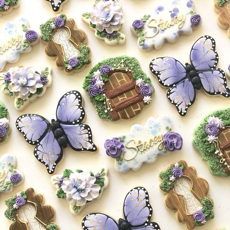 Fairy Garden Cookies, Fairytale Baby Shower, Enchanted Forest Baby Shower, Garden Cookies, Fairy Baby Showers, Butterfly Cookies, Girly Birthday Party, Fairy Garden Birthday Party, Forest Birthday