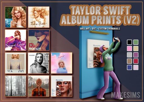 Taylor Swift Album Prints, Triplets Room, Album Prints, Cc Sims4, Harley Quinn Costume, Sims 4 Cc Folder, Sims 4 House Design, Sims 4 Gameplay, Taylor Swift Posters