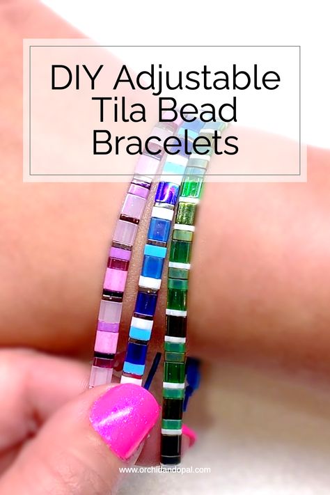 Tila Bracelet Tutorial, Tila Bracelets Diy, Tile Bracelet Patterns, Tila Bracelet Patterns Ideas, Tila Bracelets Patterns, Tila Bead Bracelets Tutorials, Tila Beads Tutorial Free Pattern, Diy Beaded Bracelets Tutorial, Tile Beads Bracelet Tutorials