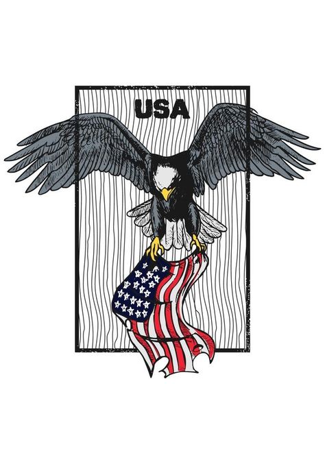 Hand drawn of eagle holding colorful american flag isolated on white background. Sketch of eagle holding american flag for symbol, logo or wallpaper isolated on black grunge. Grunge Black Wallpaper, American Flag Sketch, Fork Painting, Background Sketch, Eagle Drawing, Bird Sketch, Flag Tattoo, Black Grunge, Flag Art