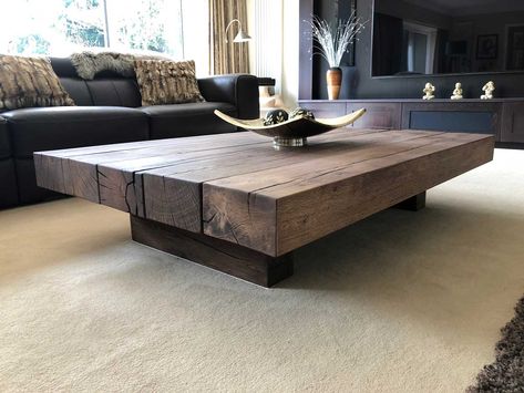 Side Tables In Living Room Decor Ideas, Chunky Coffee Table, Meja Sofa, Colour Samples, Coffee Table Design Modern, Wood Table Design, Table Decor Living Room, Wood Tables, Rustic Coffee Tables