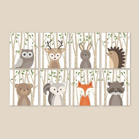 Baby Deer Nursery, Deer Nursery Decor, Forest Animals Illustration, Woodland Animals Nursery, Animal Nursery Prints, Woodland Animal Wall Art, Forest Animal Nursery, Deer Nursery, Fox Animal