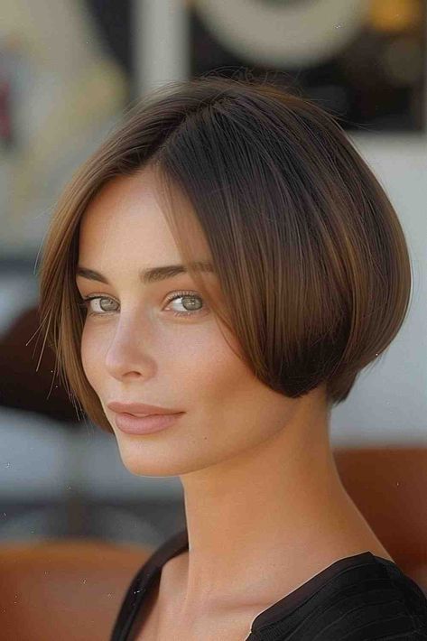 The Best Short Haircuts of 2024 Ear Length Bob, Bob Hairstyles Brunette, Micro Bob, Brunette Short, Layered Curly Haircuts, Layered Pixie Cut, Shaved Hairstyles, Short Shaved Hairstyles, Sophisticated Hairstyles