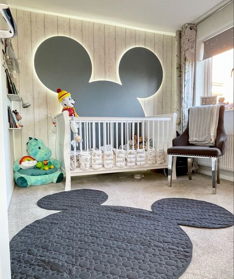 Mickey Mouse 
Disney 
Nursery 
Children 
A dream is a wish your heart makes Mickey And Friends Nursery Ideas, Mickey Nursery Ideas, Neutral Mickey Mouse Nursery, Disney Themed Nursery Neutral, Vintage Mickey Mouse Nursery, Mickey And Minnie Nursery, Disney Baby Nursery Ideas, Disney Boys Room, Classic Disney Nursery