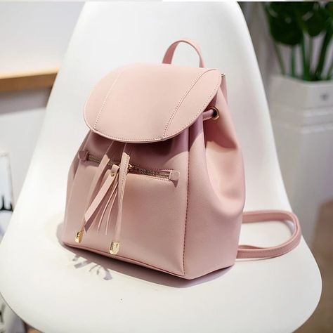 Fashion Women Leather Backpack Solid Drawstring Backpacks Fashion Black White Bags For Teenage Girls Large School Bag Pink XA11H Outfit Accessories From Touchy Style. | Free International Shipping. Girly Backpacks, Black And White Bags, Trendy Purses, Backpack Fashion, Girly Bags, Women Leather Backpack, Stylish Backpacks, Fancy Bags, Pretty Bags