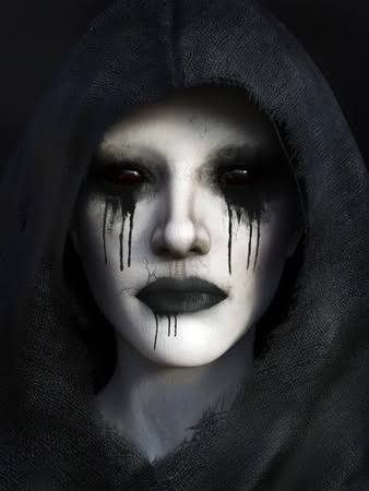 Horror Dpz, Reaper Makeup, Grim Reaper Makeup, Bout Makeup, Dark Reaper, Angel Makeup, Grim Reaper Tattoo, Creepy Halloween Makeup, Wiccan Symbols