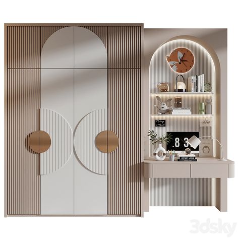 Furniture composition 770 - Wardrobe - 3D model Cupboard Design For Bedroom With Mirror, Fluted Sliding Wardrobe, Glass Wardrobe Design Bedroom, Sliding Cupboard Ideas Bedroom, Children Bedroom Wardrobe Designs, Kids Bedroom Wardrobe Design, Sliding Wardrobe Laminate Design, Wardrobe Design Modern Interiors, Kids Wardrobe Design