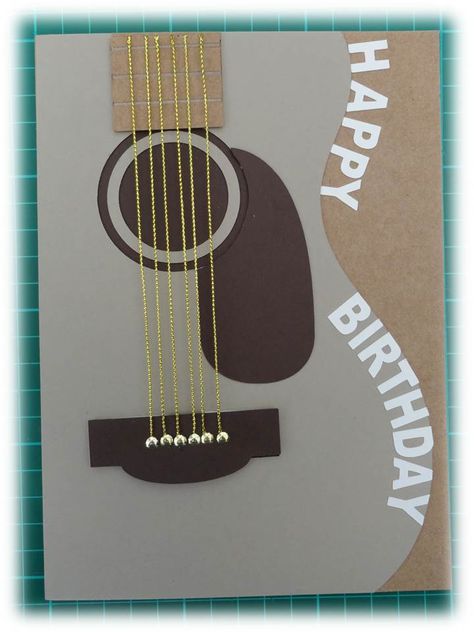 Guitar Card for boy's birthday.  Guitar image found on Cricut Design Space. Guitar Birthday Cards For Men, Guitar Birthday Cards Handmade, Guitar Cards Handmade, Guitar Birthday Card, Guitar Cards, Space Guitar, Birthday Guitar, Diy Birthday Cards, Music Cards