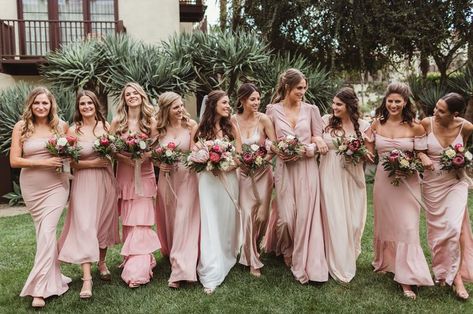 Bridesmaids dresses with different shades of pink-#Hawaiiweddingplanner #VidaChic #VidaChicEvents #DestinationWeddingPlanner# weddinginspo #weddingideas #wedding Pink Bridesmaid Dresses Mismatched, Bridesmaid Dresses Mismatched, Blush Pink Bridesmaids, Rose Bridesmaid Dresses, Blush Bridesmaids, Bridesmaid Colors, Beautiful Bridesmaid Dresses, Blush Bridesmaid Dresses, Mismatched Bridesmaid Dresses