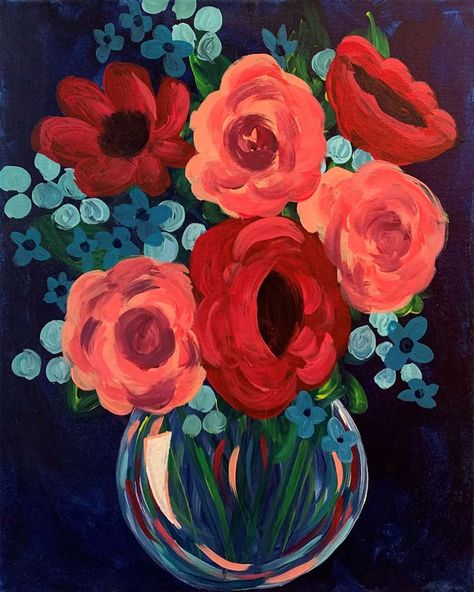 Painting With A Twist Ideas, Artsy Flowers, Twist Ideas, Chalkboard Flowers, Awesome Paintings, Mini Canvases, Pinots Palette, Painting With A Twist, Mind Art