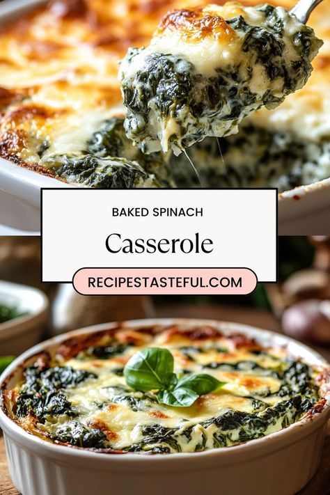 This Baked Spinach Casserole is a delicious and nutritious dish packed with flavor. Featuring creamy ricotta and mozzarella cheeses, fresh spinach, and a crunchy breadcrumb topping, it’s perfect as a side dish or a main course. Breadcrumb Topping, Steamed Spinach, Baked Spinach, Spinach Casserole, Spinach Ricotta, Cheesy Casserole, Fresh Spinach, Spinach Recipes, Spinach And Cheese