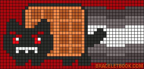 Tac Nayn Nyan Cat perler bead pattern Tac Nayn, Perler Designs, Perler Creations, Melty Bead Patterns, Perler Art, Pixel Art Templates, Quick Crochet Patterns, Perler Bead Templates, Pixel Drawing