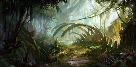 ArtStation - Dragon Bone, Dawnpu —Art vision studio Dragon Bones, Environment Painting, Dinosaur Skeleton, Landscape Concept, 다크 판타지, Fantasy Setting, Fantasy Places, A Dinosaur, Matte Painting