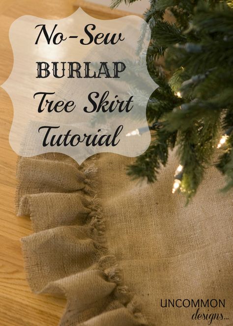 A Burlap Tree Skirt that is NO SEW! It couldn't be easier to make this gorgeous skirt!  #Burlap  #Christmas Burlap Christmas Decorations, Burlap Tree, Burlap Tree Skirt, Burlap Trees, Diy Girlande, Burlap Christmas Tree, Burlap Crafts, Burlap Christmas, Noel Christmas