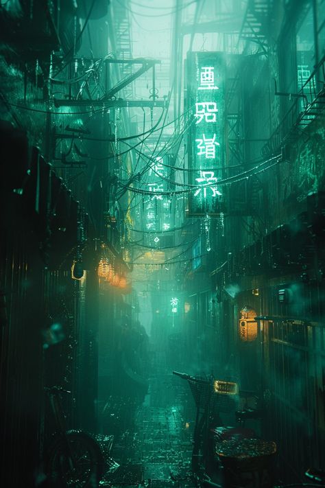 Cyberpunk Alleyways with Old Remnants City Alleyway, Neon Cyberpunk Aesthetic, Fallen Saga, Cyberpunk Bedroom, Ville Cyberpunk, Type Moon Anime, Wall Blue, Floating Restaurant, Traditional Japanese House