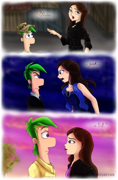 Ferb & Vanessa Fanart (found on the internet, I did not draw this...kudos to the talented artist...) Ferb Fanart, Ferb And Vanessa, Phineas And Ferb Memes, Phineas And Isabella, Phineas E Ferb, Hiro Big Hero 6, Phineas Y Ferb, For The Last Time, Cartoon As Anime