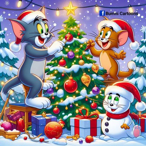 Santa hats on, Tom and Jerry spread Christmas cheer. Tom And Jerry Christmas, Tom Y Jerry, Cartoon Love Photo, Santa Hats, Christmas Favorites, Cartoons Love, Tom And Jerry, Fun Christmas, Christmas Cheer