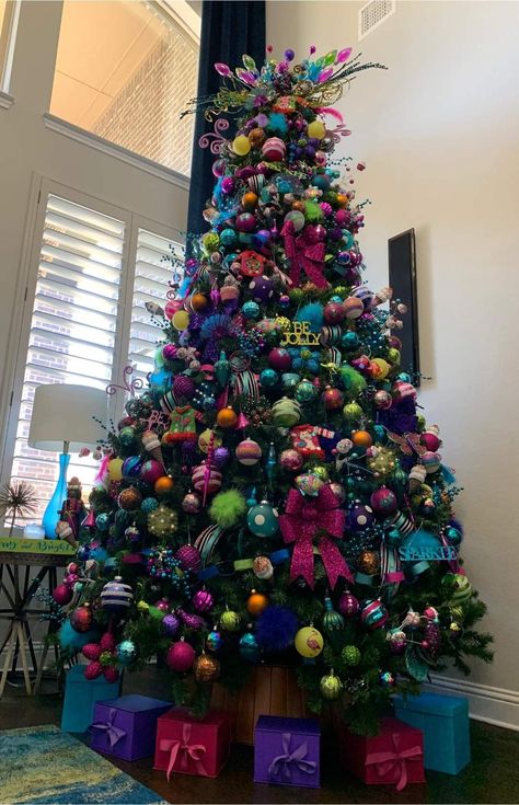 Multi Color Tree Decorations, Multi Colored Christmas Tree Decorations, Multi Color Christmas Tree Decorations, Jewel Toned Christmas Tree, Multicolor Christmas Tree Decorations, Multi Colored Light Christmas Tree Ideas, Colored Light Christmas Tree Ideas, Colorful Christmas Tree Ideas, Multi Colored Christmas Tree