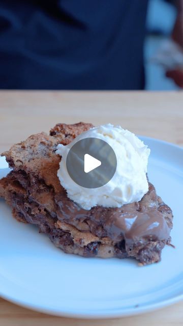 Nico Norena on Instagram: "NUTELLA COOKIE PIE 😍 With that ice cream scoop you requested   Ingredients: • One 8 inch Hexclad pan • Chocolate chip cookie dough • Nutella • Vanilla ice cream  Preparation: • Preheat your oven to 350°F • Spread a layer of cookie dough across the bottom of your pan • Fill it up with Nutella • Use two parchment paper sheets to roll out a 1/2” thick cookie circle and place it on top of the nutella • Bake for 25 minutes or until cookie on top is deep golden • Slice, serve with ice cream and enjoy  #dessert #icecream #chocolate" Nutella Cookie Pie, Nutella Cookie, Nutella Cookies, Cookie Pie, Chocolate Chip Cookie Dough, Chocolate Chip Cookie, Vanilla Ice, Vanilla Ice Cream, Parchment Paper