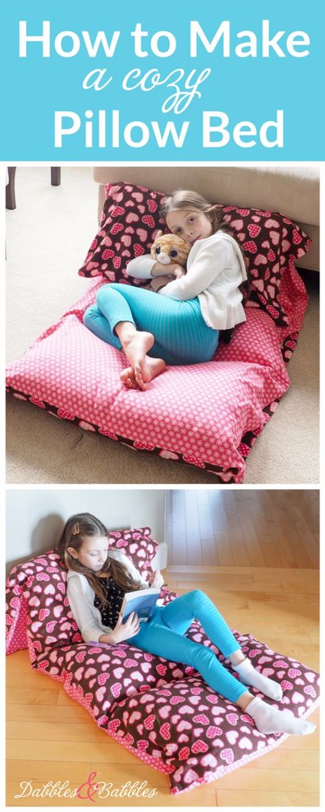 Sewing Projects for The Home - Cozy Pillow Bed -  Free DIY Sewing Patterns, Easy Ideas and Tutorials for Curtains, Upholstery, Napkins, Pillows and Decor http://diyjoy.com/sewing-projects-for-the-home Cozy Pillows Bed, Syprosjekter For Nybegynnere, Projek Menjahit, Bantal Sofa, Pillow Bed, Costura Diy, Beginner Sewing Projects Easy, Cozy Pillow, Versace Home