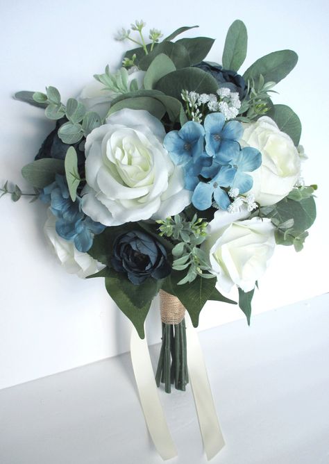 Blue Ranunculus, Cream Cabbage, Flower Bouquet Bridesmaid, Teal Wedding Flowers, Silk Flower Bouquet, Green Wedding Bouquet, Accent Flowers, Silk Bridal Bouquet, Round Bouquet