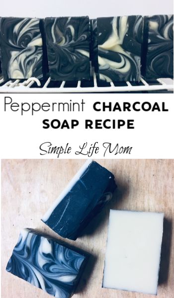 Peppermint Charcoal Soap Recipe by Simple Life Mom Charcoal Soap Recipe Cold Process, Peppermint Soap Recipe, Cold Press Soap Recipes, Charcoal Soap Recipe, Cold Pressed Soap, Easy Soap Recipes, Homemade Spa, Diy Soaps, Peppermint Soap