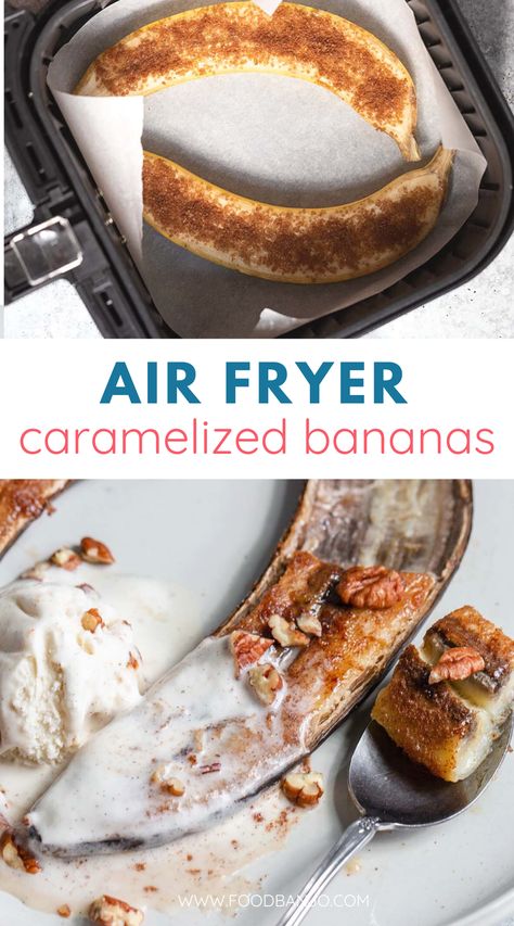 Snacks In Air Fryer, Healthy Air Fryer Desserts, Air Fryer Bananas, Airfryer Food, Air Fryer Desserts, Air Fryer Banana, Airfryer Recipe, Air Fryer Recipes Dessert, Desserts Ideas