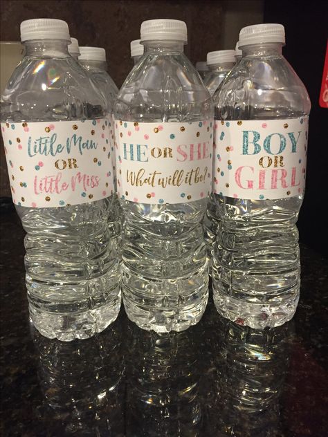 Water bottle labels from etsy. Gender reveal. Gender Reveal Water Bottle Labels, Water Bottle Labels Free, Gender Party, Labels Printables Free, Evian Bottle, Reveal Ideas, Water Bottle Labels, Reveal Party, Pop Bottles