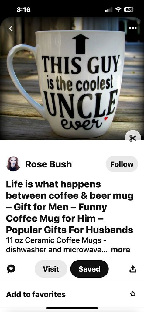 Cool Uncle, Life Is What Happens, Funny Coffee Mugs, Gifts For Husband, Cricut Projects, Beer Mug, Mens Gifts, Tumbler, Cricut