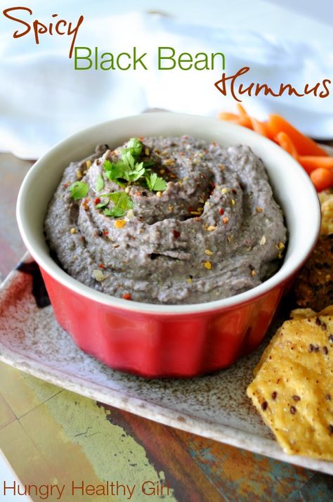 Spicy Black Bean Hummus - a super easy and healthy dip that pairs perfectly with crackers, chips and/or fresh veggies. Spicy Black Bean Hummus Recipe, Spicy Black Bean Hummus, Hummus Crackers, Chipotle Hummus, Black Bean Hummus, Healthy Dip, Hummus Recipes, Bean Hummus, Granulated Garlic