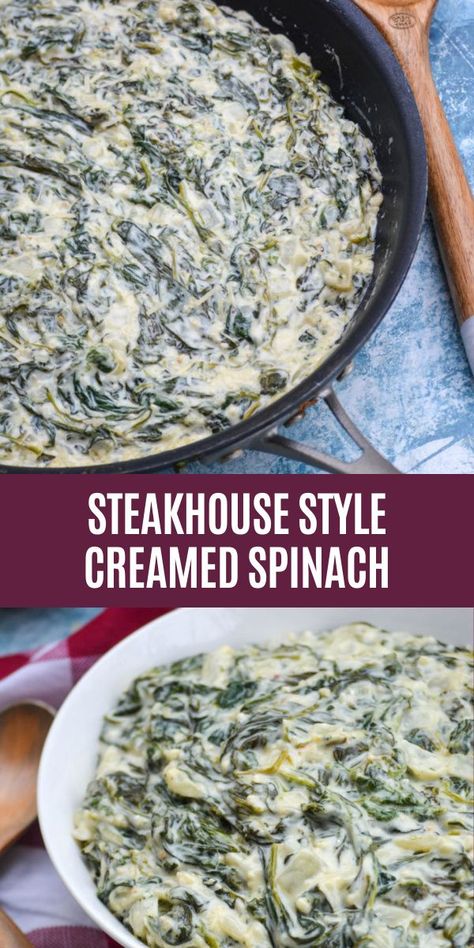 Morton’s Creamed Spinach, Pioneer Woman Creamed Spinach, Southern Creamed Spinach, Creamed Spinach And Artichoke, Canned Spinach Recipes Side Dishes, Make Ahead Creamed Spinach, Canned Spinach Recipes Easy, Steakhouse Side Dishes, Creamed Spinach With Fresh Spinach