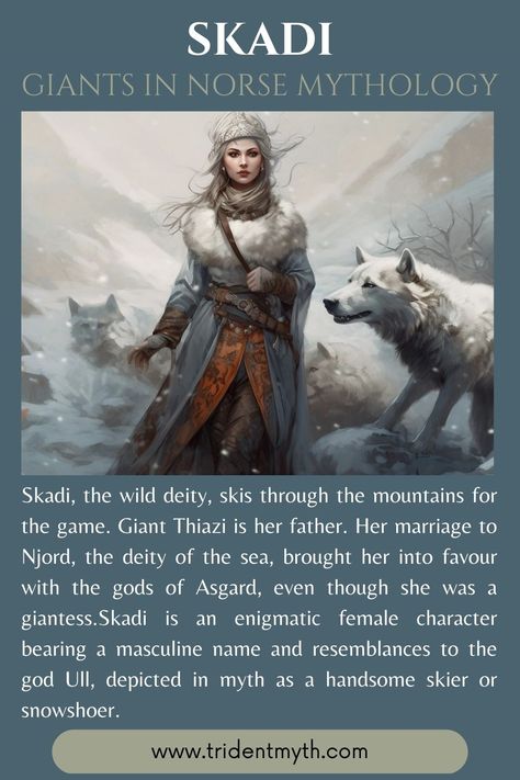 Norse Mythology Giantess Skadi Viking Gods And Goddesses, Norse Giants, Njord Norse Mythology, Norse Imagery, Norse Volva, Female Viking Art, Njord God, Goddess Skadi, Skadi Goddess