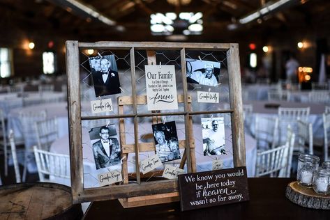 THE PRETTIEST SLATE BLUE TONES AND PEONIES PUT A MODERN TWIST ON THIS RUSTIC FIELDS RESERVE WEDDING� | Madison Real Wedding | Gallery | Item 3 Rustic Wedding Memorial Ideas, Rustic Memory Table At Wedding, Memory Table For Wedding, Memory Board Wedding, Memorial Table At Wedding Display, Memory Table Wedding Display, Memorial Table At Wedding, Wedding Memory Table, Wedding Guest Etiquette