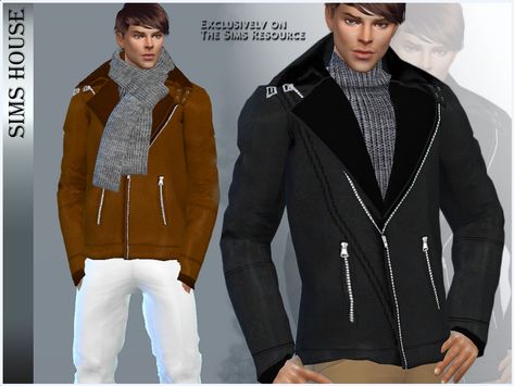 Sims Resource Men, Sims 4 Men Clothing, Sims 4 Male Clothes, Mens Crop Top, Christmas Pajamas Kids, Sims 4 Cc Shoes, Sims 4 Cc Folder, Jacket With Fur, Fur Leather Jacket