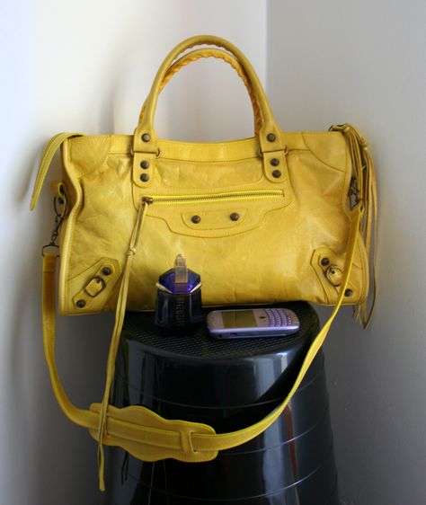 Balenciaga - realllly want a yellow one! Gold Balenciaga Bag, Balenciaga Bag City, Green Balenciaga Bag, Balenciaga Classic City Bag, Yellow Balenciaga Bag, City Bag, Balenciaga City Bag, Balenciaga, Give It To Me