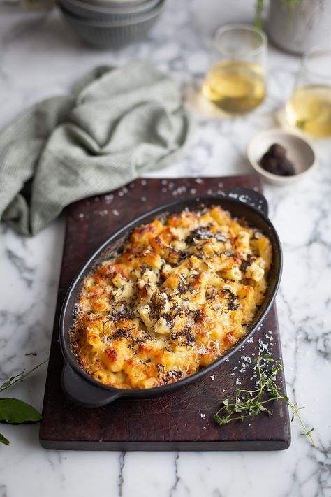 Truffle Macaroni And Cheese, Truffle Mac And Cheese Recipe, Truffle Goat Cheese, Recipe Mac And Cheese, Santana Row, Truffle Mac And Cheese, Truffle Pasta, Making Mac And Cheese, Parmesan Cream Sauce