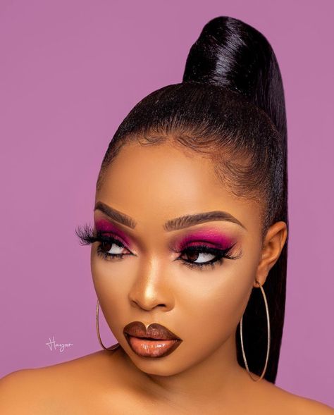 Eye Makeup For Black Women, Dinner Makeup, Rosa Barbie, Summer Makeup Trends, Beauty Tutorial, Butterfly Photography, Cute Box Braids, Pink Eye Makeup, Pink Eye