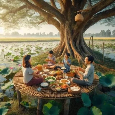 Farmer Family, Asian Family, Cafe Concept, Bible Pictures, Cartoon Pictures, Countryside House, Art Gallery Wallpaper, Village House, Fantasy House