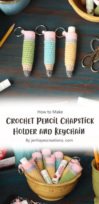 Crochet Pencil Chapstick Holder, Diy Crochet Lip Balm Holder, Crochet Pattern Chapstick Holder, Crochet Pencil Keychain, Chapstick Display Ideas, Crochet Lipbalm Holder Pattern, Crochet Lipstick Holder Pattern Free, Chapstick Holder Crochet Pattern Free, Mushroom Chapstick Holder Crochet